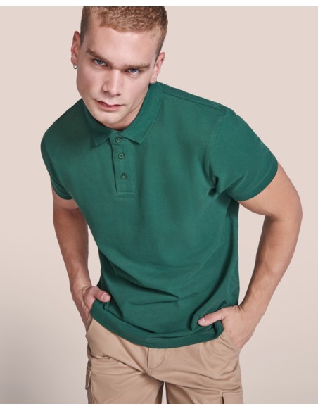 Short-sleeved polo shirt in 100% cotton piqué knit, 220 g/m², for adults - IMPERIUM ROLY