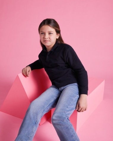 Long-sleeved polo shirt 100% cotton...