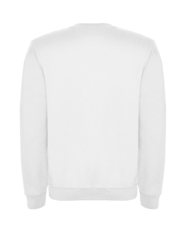 vista trasera de sudadera personalizable cuello redondo color blanco