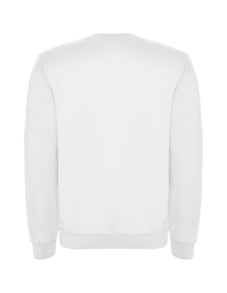 back view of customizable white crew neck sweatshirt