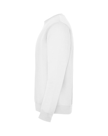 Dessuadora clàssica unisex blanca, vista lateral