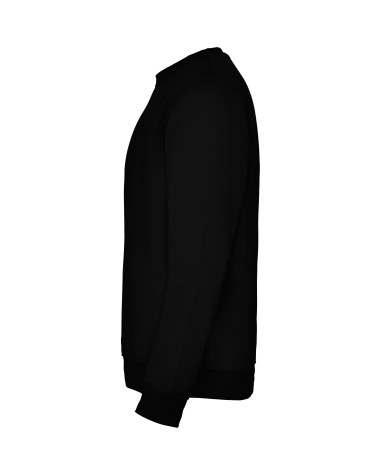 Classic black crew neck sweatshirt, side view