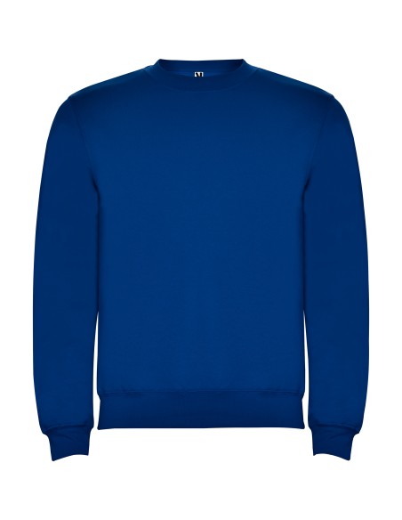 Sweat-shirt ras du cou bleu en coton brossé/polyester