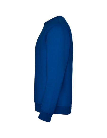 Dessuadora clàssica unisex blau royal, vista lateral