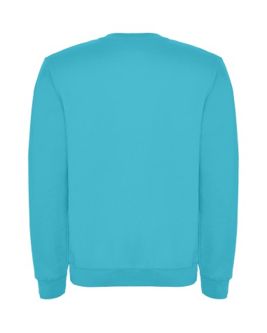 Back of the turquoise Roly sweatshirt with adjustable waist and cuffs