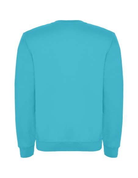 Back of the turquoise Roly sweatshirt with adjustable waist and cuffs