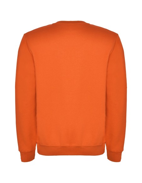 Back of the orange Roly sweatshirt with adjustable waist and cuffs