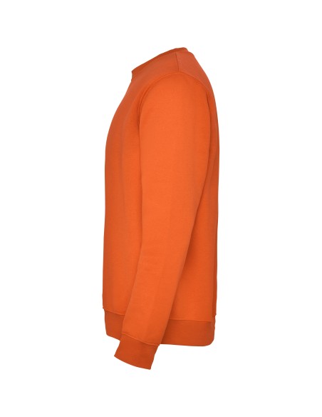 Customizable classic crew neck sweatshirt, orange side view