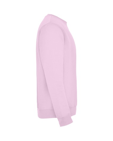 Customizable brushed fleece crew neck sweatshirt, light pink, side view