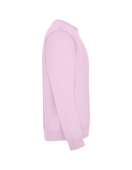 Sweat-shirt ras du cou personnalisable en polaire brossée, rose clair, vue latérale