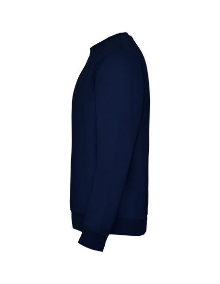 Navy blue work sweatshirt, side view