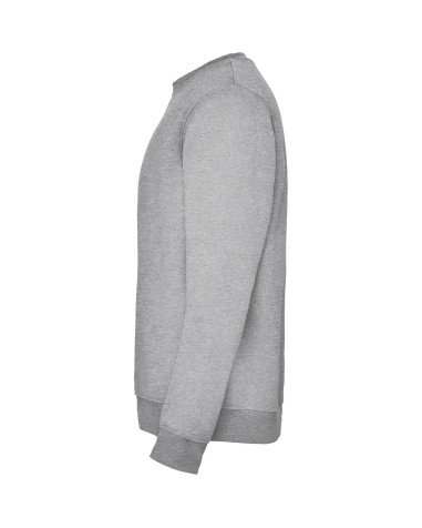 Sparkling gray crew neck work sweatshirt, side view