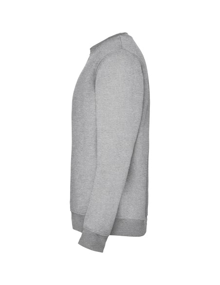 Sparkling gray crew neck work sweatshirt, side view