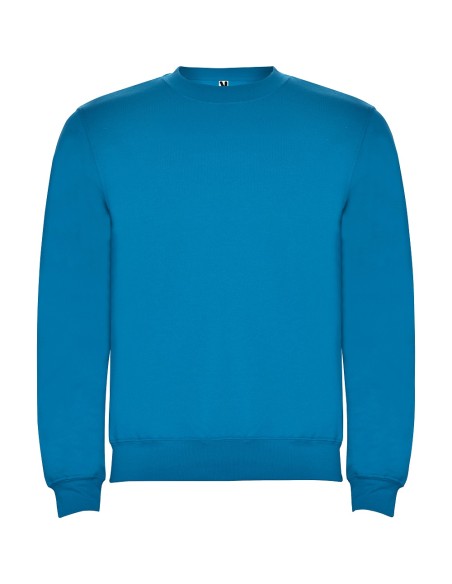 Sweat-shirt classique à col rond en polaire brossée bleu océan