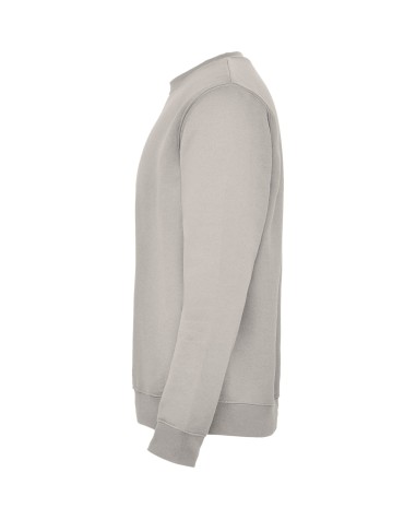 Customizable classic crew neck sweatshirt, stone gray, side view