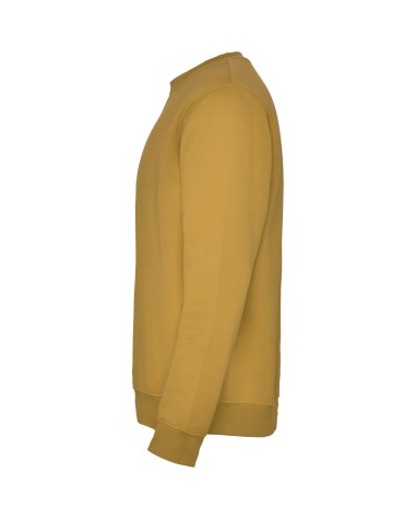 Customizable round-neck sweatshirt, curry yellow, side view