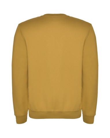 Customizable round-neck sweatshirt, curry yellow, back view