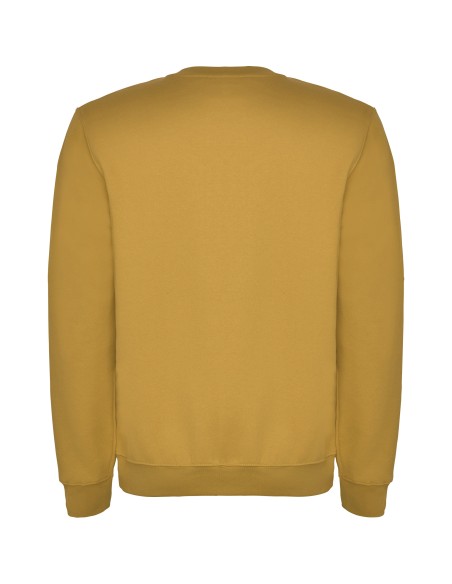 Customizable round-neck sweatshirt, curry yellow, back view
