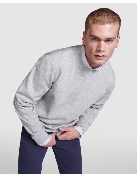 Unisex crewneck sweatshirt made of organic cotton and recycled polyester with 300g/m2 brushed fleece - BATIAN ROLY