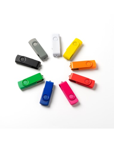 Assorted colors of the customizable 16GB rotating USB Assorted colors of the customizable 16GB rotating USB