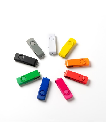 Assorted colors of the customizable 16GB rotating USB Assorted colors of the customizable 16GB rotating USB