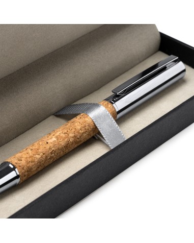 Cork and Metal Rollerball Pen with... Cork and Metal Rollerball Pen with...
