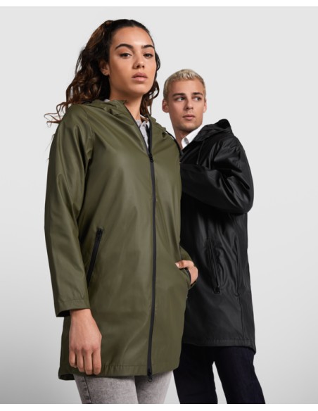 Women's fitted waterproof raincoat with fixed hood and opening back hem - Sitka Roly