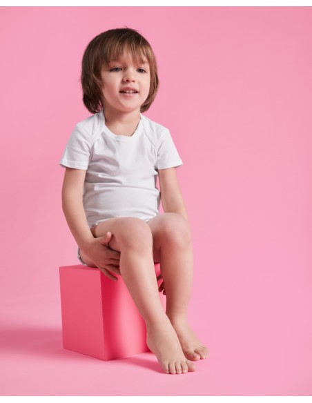 Short-sleeved plain cotton knit bodysuit - HONEY ROLY