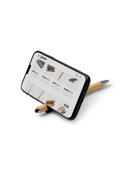 Bamboo Anti-Stress Spinner Pen with Smartphone Holder - Heting