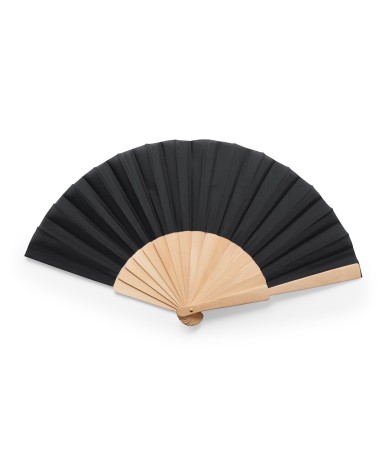 Personalized CALESA fan with wooden ribs and black fabric