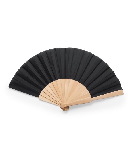 Personalized CALESA fan with wooden ribs and black fabric