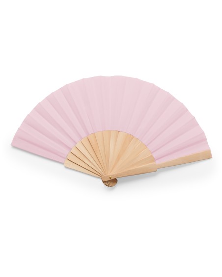Personalized CALESA fan with wooden ribs and pink fabric