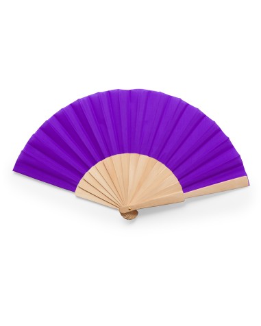 Ventall CALESA personalitzat amb varetes de fusta i tela color morat