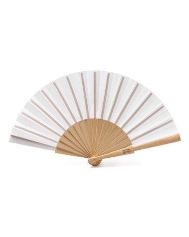 Sustainable wood and RPET fan for events