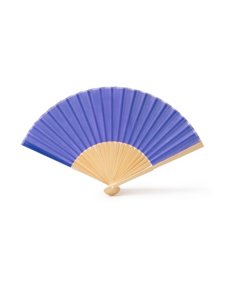 Personalized blue fan with advertising print