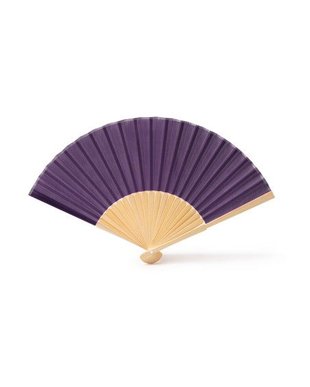Lilac bamboo and polyester fan with custom design