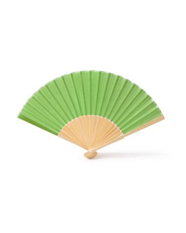 Eco-friendly green bamboo and polyester fabric fan, custom made