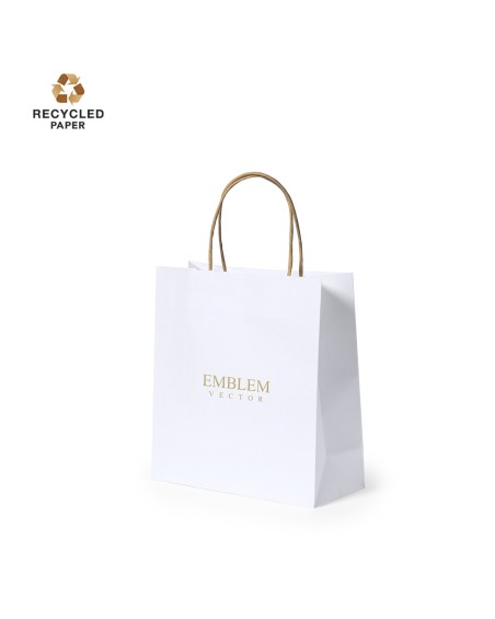 Sac en papier blanc recyclé (22x23x9cm) - YEMAN
