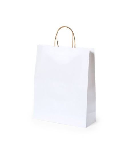 Bossa de paper reciclat blanc personalitzable (25x31x11cm) - TAUREL