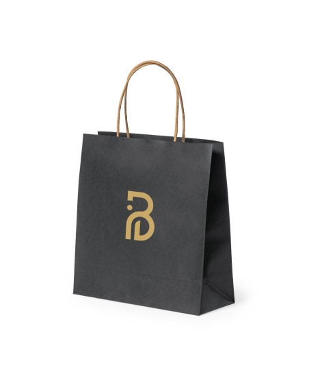 Black recycled paper bag for your brand (22x23x9cm) - FORTIS