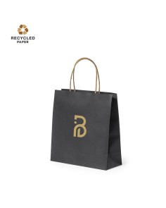 bolsa de papel reciclado kraft de color negro para estampar tu marca