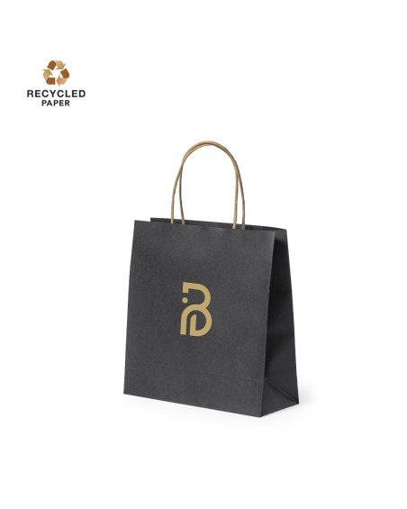 bolsa de papel reciclado kraft de color negro para estampar tu marca