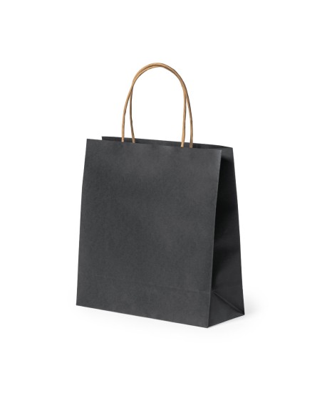 Bossa de paper reciclat color negre per a la teva marca (22x23x9cm) - FORTIS