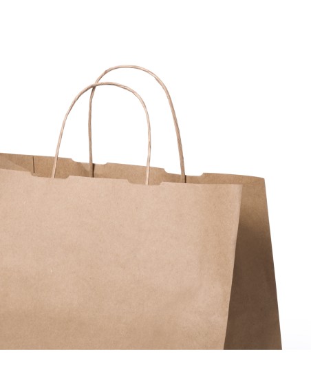 Detalle del asa reforzada de la bolsa de papel ecológica Detalle del asa reforzada de la bolsa de papel ecológica