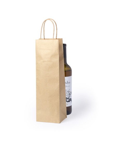 Natural kraft paper shopping bag for bottles, customizable with your logo - Promoregals