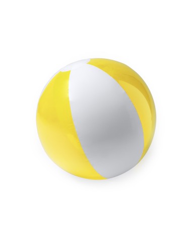 pelota inchable color amarillo y blanco para promoción de tu marca