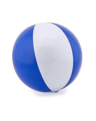 pelota hinchable bicolor azul y blanco para publicidad y mershandising