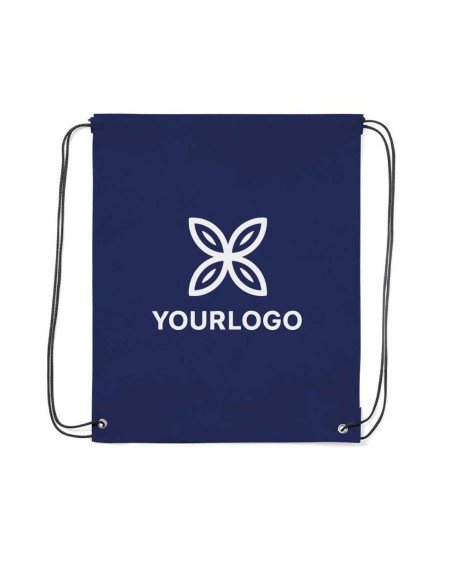 Personalized black drawstring backpack with black drawstring closure