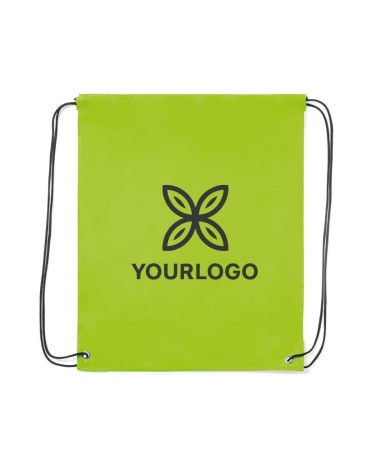 Customizable light green drawstring backpack with logo