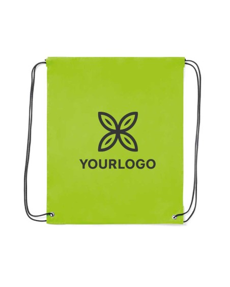 Customizable light green drawstring backpack with logo
